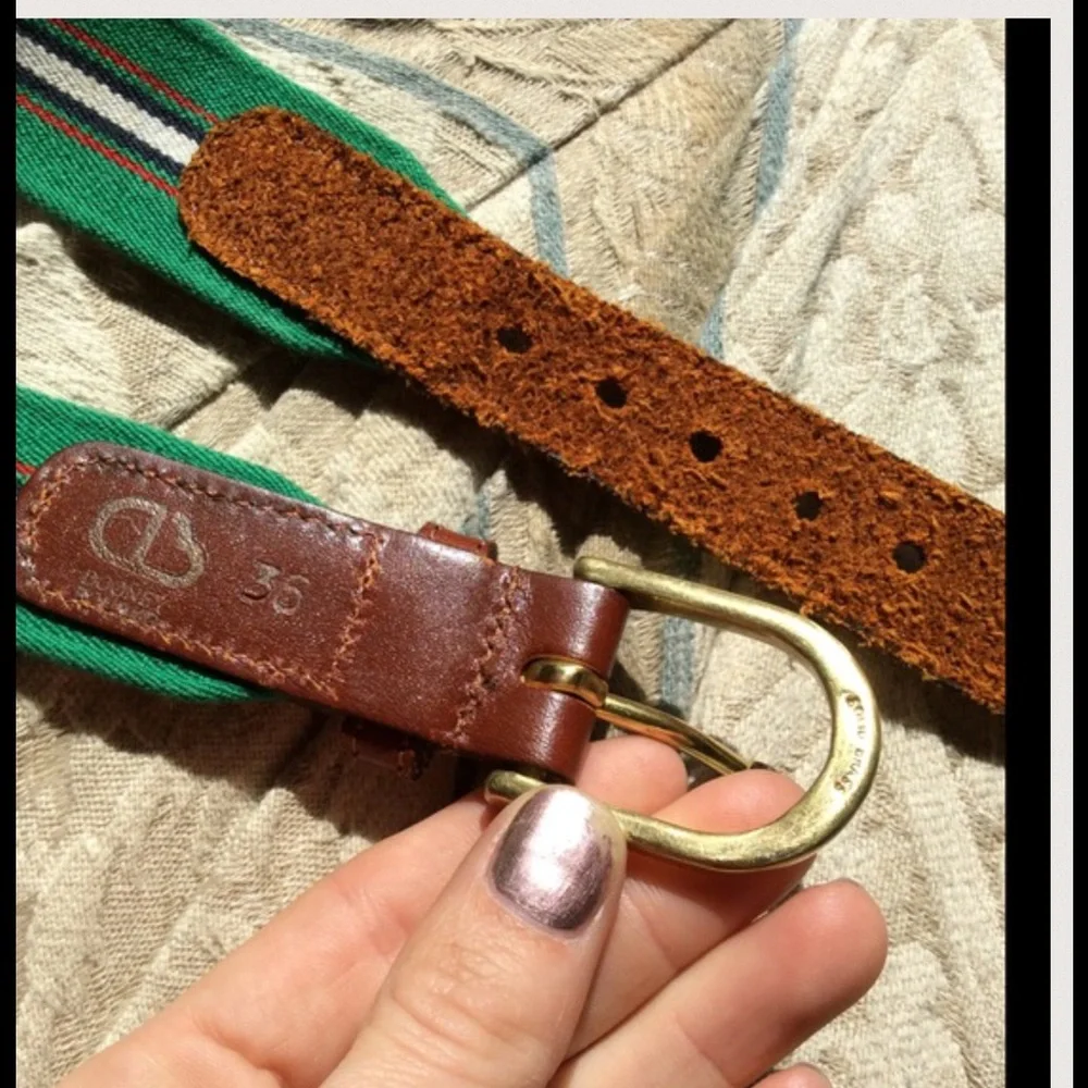 Dooney & Bourke Brown Leather Kelly Green belt - Picture 5 of 9